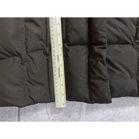 Eddie Bauer Goose Down Puffer Coat Womens XL Brown Hooded Parka Faux Fur Quilted - Picture 7 of 15